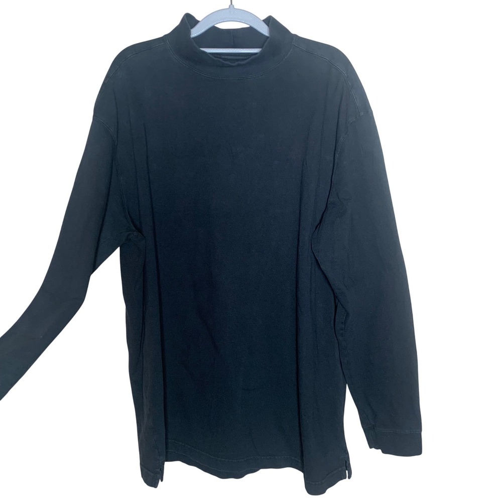 Duluth Trading Co Mock Neck Longtail T Mens Large Black Excellent Workwear Shirt